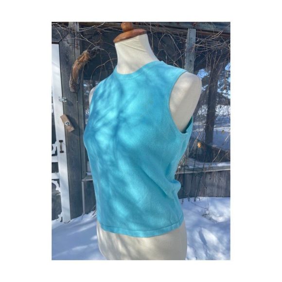Vintage | 90s Sasson Blue Knit Sleeveless Top Sz M - Picture 2 of 8